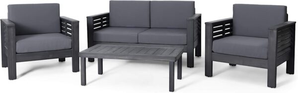 Christopher Knight Home Louver Chat Set, Teak + Cream