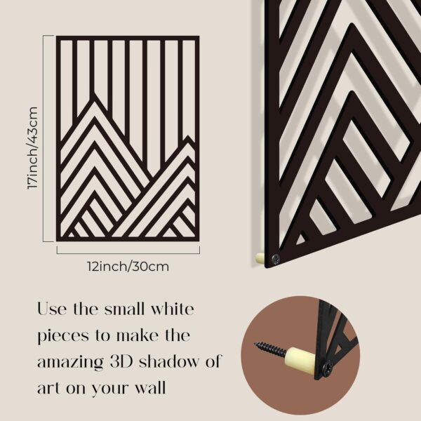 Glamativity 4 Pcs Black Abstract Mountain Line Metal Wall Art, 17 x 12'' Minimalist Décor Single Line Art Wall Décor, 3D Textured Sculptures, Decorative Forest Nature Abstract Line Minimalist Wall Décor Hanging for Living Room Bedroom Bathroom Study(Black, M Size 17 x 12'') - Image 8