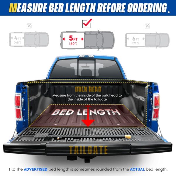 Soft Roll-up Truck Bed Tonneau Cover for Toyota Tacoma 2016-2023, Fleetside 5.0 ft 60 in Bed, Not fit Trail Special Edition with Storage Boxes - Image 2