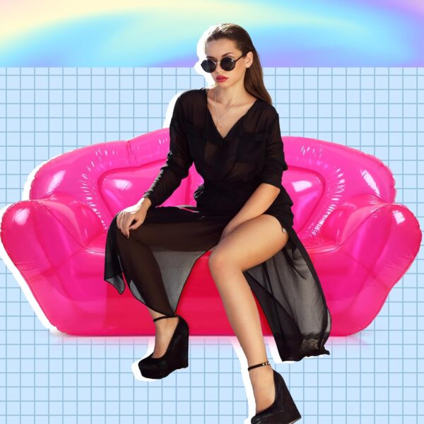 Kigley Transparent Inflatable Sofa Seat Blow up Chair Yard Portable Inflatable Couch Air Couch Patio Blow up Furniture for Camping Outdoor Beach Room Adult Teen (Pink,70.86 * 35.43 * 37.4inch) - Image 2