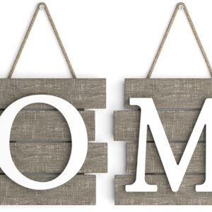 Barnyard Designs Home Tile Sign Wall Decor, Rustic Primitive Country Decorative Wall Art for Home and Kitchen 32" x 8” (HOME Brown)