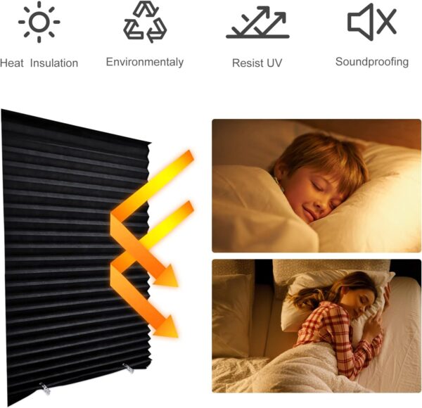 Blackout Blinds for Windows Cordless Blinds Temporary Shades Blinds No Drill Mini Blinds Black Out Blinds for Window of Bedroom,Bathroom,Kitchen Office (Black-high Shading, 23.6 * 59"(60 * 150cm)) - Image 6