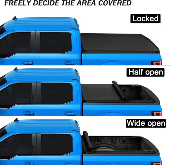 Soft Roll-Up Truck Bed Tonneau Cover Compatible with 1994-2018 Dodge Ram 1500 2500 3500 & 2019-2023 Dodge Ram 1500 Classic 8FT Bed w/o RamBox - Image 3