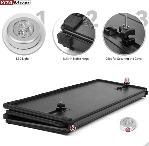 YITAMOTOR FRP Hard Tri Fold Truck Bed Tonneau Cover Fits for Toyota Tacoma 2024 5 ft Bed (Excl. Trail Edition) - Image 4