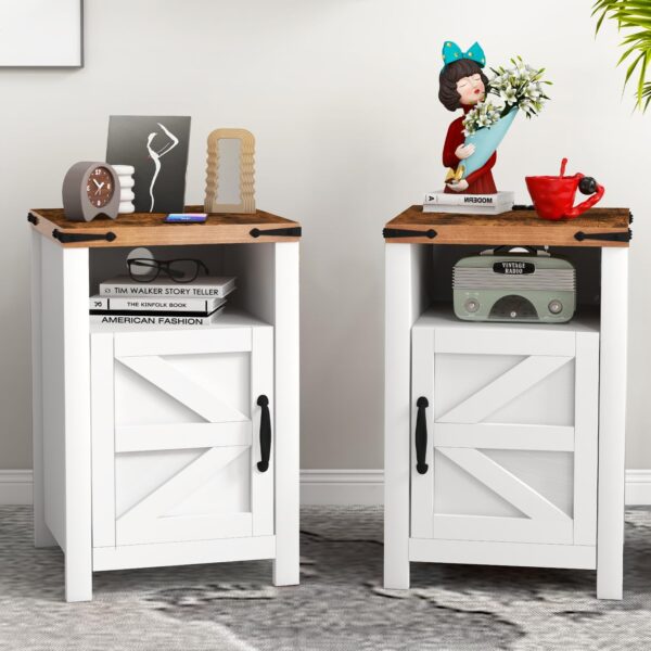 oneinmil 3-Piece Farmhouse Table Set Includes 31” Coffee Table and Side Tables with Storage Space, Retro Tables for Living Room, White - Image 6