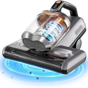 Mattress Vacuum Bed Vacuum Cleaner with 16Kpa Suction 253.7nm UV-C Light, Double-Cup Handheld Vacuums,HEPA Filter& 30000 RPM/Dual Brushroll Rotation & Ultrasonic Tech,Dual Widened Suction Port,Corded