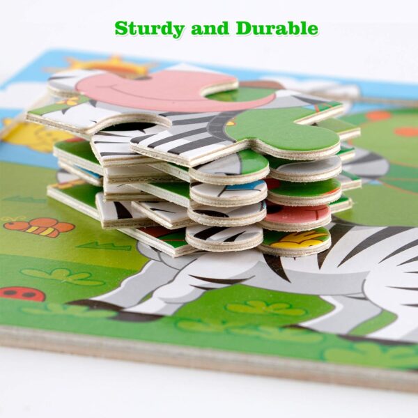 NASHRIO Wooden Puzzles for Toddlers 2-5 Years Old(Set of 6), 9 Pieces Preschool Educational and Learning Animal Jigsaw Puzzle Toy Gift Set for Boys and Girls - Image 5