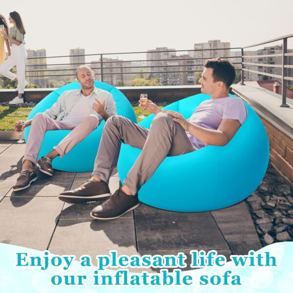 Inflatable Bean Bag Chair for Adult Bean Bag Sofa Chair Blow up Inflatable Furniture for Indoor Outdoor Living Room Bedroom Balcony Travel Party Accessories(Lake Blue,2 Pcs) - Image 7