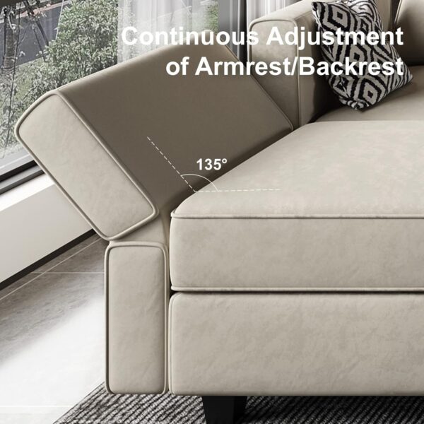 Belffin Modular Sectional Sofa with Reversible Chaises Velvet U Shaped Sectional Couch with Storage Seat Grey - Image 6