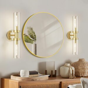 Gold Bathroom Light Fixtures, Vanity Light, Wall Sconces Set of 2, Hallway Sconces Wall Lighting, 2 Pack, E12 Base (Bulbs Not Inclubed)