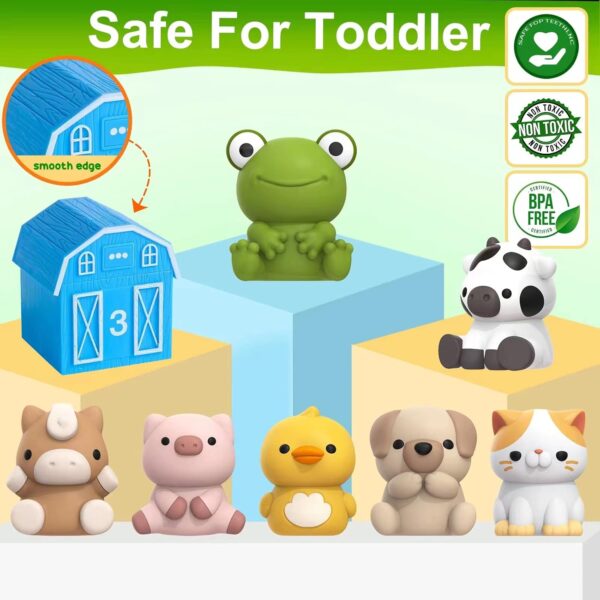 Learning Toy for Toddlers 1 2 3 Year Old, 10 Farm Animal Toys & 10 Barns, Counting, Matching & Sorting Montessori Educational Sensory Toys, Christmas Birthday Easter Gift for Baby Boy Girl 1-3 - Image 5