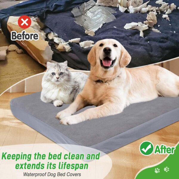 Dog Bed Covers Replacement Waterproof for Dog Bedding Washable Grey 2 Pack 35" x 44" XL - Image 2