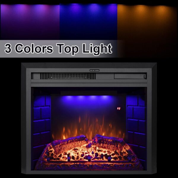 Electric Fireplace Insert 22" Wide, Wall Fireplace Electric with Remote Control, Realistic Log and Crackling Sound, Overheating Protection and Timer, 750/1500W Black - Image 5