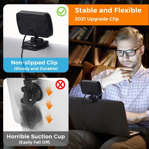 Video Conference Lighting, Webcam Lighting for Remote Working, Zoom Lighting for Laptop/Computer, Zoom Calls, Live Streaming, Self Broadcasting, Video Light for Zoom Meeting with Sturdy Clip - Image 4
