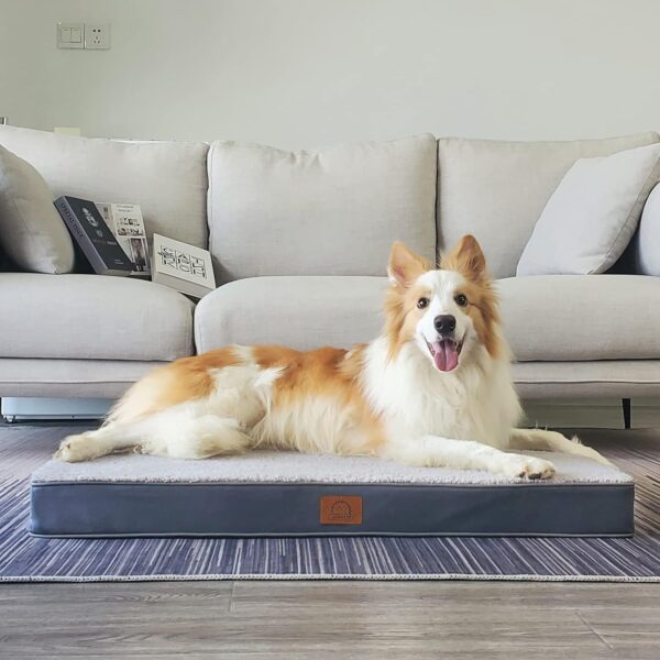 Washable Large Dog Bed Covers Soft Plush Replacement, Waterproof Dog Bed Liner, Pet Bed Cover with Zipper 36x27x3 Inches, Grey, Cover Only - Image 5
