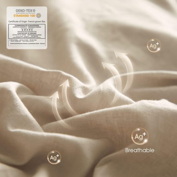 Grassix 100% Linen Duvet Cover King - Super Soft French Linen Comforter Cover Breathable Duvet Cover for Hot Sleepers 1 Duvet Cover and 2 Pillowcases - Image 3