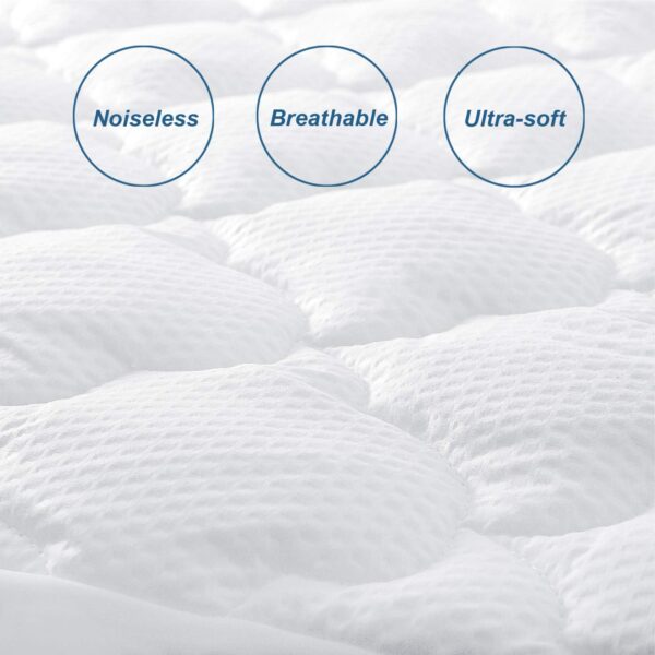 Queen Mattress Pad Thick Quilted Mattress Topper Air Mattress Cover, Super Soft Breathable and Noiseless Down Alternative Fiber Extra Thick Mattress Pad with Deep Pocket Fits up to 23 Inch Mattress - Image 2