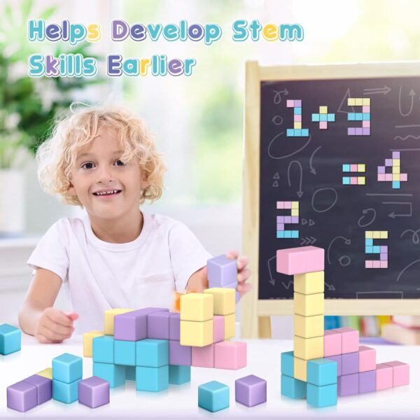 Magnetic Building Blocks Toys for Toddler Girls Boys Age 2-4 3-5 4-8 Macaron Magnetic Blocks Stem Sensory Toys,Preschool Learning Activities Birthday for 3 4 5 6 Year Old Boys Girls - Image 6