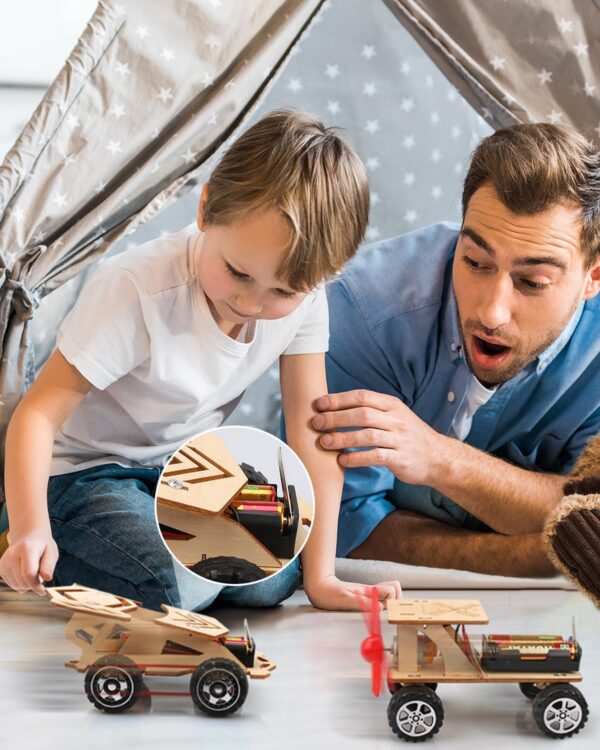 Poraxy 5 in 1 STEM Kits for Kids Age 8-10, Science Building Projects Craft for 8-12, Model Car Kits, Toys for Ages 8-13, Wooden 3D Puzzles, Birthday Gifts for 7 8 9 10 11 12 13 Year Old Boys and Girls - Image 5