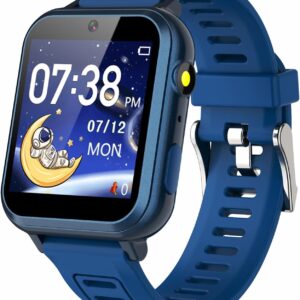 Kids Game Smart Watch for Kids with 24 Puzzle Games HD Touch Screen Camera Music Player Pedometer Alarm Clock Calculator Flashlight 12/24hr Kids Watches Gift for 4-12 Year Old Boys Toys for Kids
