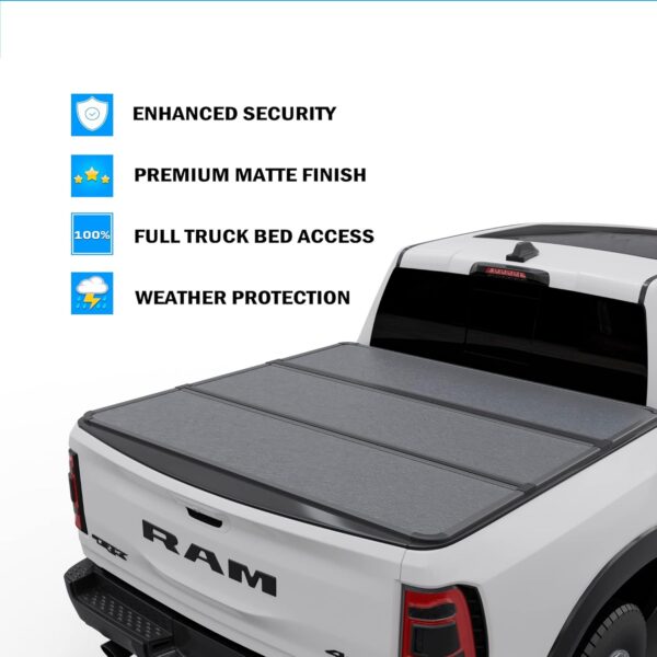 Hard Folding Truck Bed Tonneau Cover|HTF011|Fits 2009-2025 Dodge Ram 1500 5' 7" Bed Without Ram Box (67.4") - Image 3