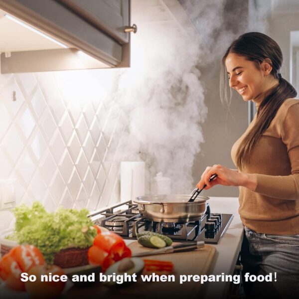 6PCS x 12 Inch Under Cabinet Lights Plug-in, Dimmable LED Under Cabinet Lighting, Cold White 6000K Under-Counter Light Fixtures with Memory Function, Under Counter LED Lights for Kitchen - Image 2