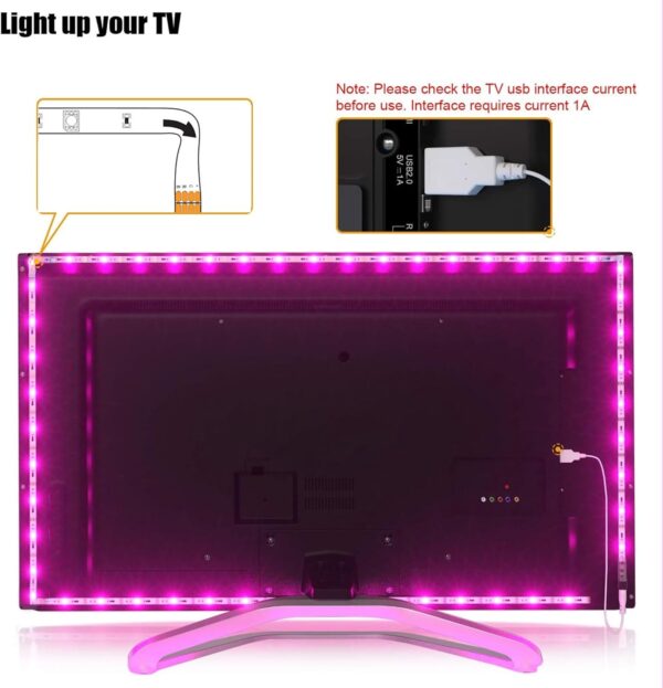 Tv Led Backlight, Maylit 8.2ft Led Strip Lights for 40-60in Tv, USB Powered Tv Lights kit with Remote, RGB Bias Lighting for Room Decor - Image 3