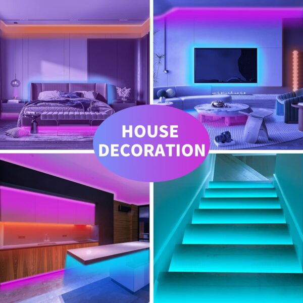100ft Led Strip Lights RGB Music Sync Color Changing,Bluetooth Led Lights with Smart App Control Remote,Led Lights for Bedroom Room Lighting Flexible Home Décor - Image 3