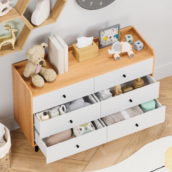 Dresser for Bedroom with 6 Drawers and Metal Handle,Sturdy Frame Modern Bedroom Furniture, Chest of Drawers, White Dressers with Drawers for Closet Hallway, Living Room, Entryway - Image 7