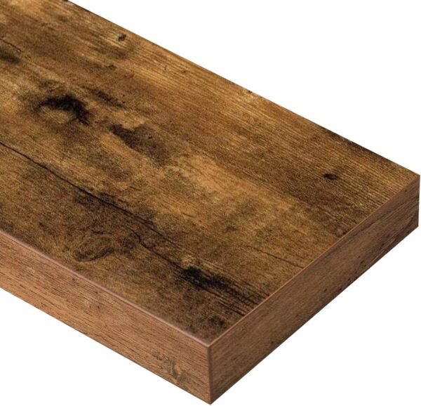 QEEIG Bathroom Floating Shelves for Wall - Shelf Over Toilet Small Wall Mounted Farmhouse Decor 16 inch Set of 2, Rustic Brown (008-40BN) - Image 7