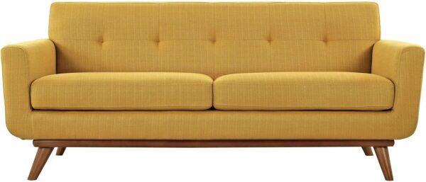 Modway Engage Mid-Century Modern Upholstered Fabric Loveseat in Citrus - Image 5