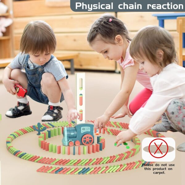 Kids Games Domino Train Toys: 180PCS Automatic Stacking Creative Game 3+ Year Old - Stem Montessori Toy for Boys 4-6 - Summer Autistic Christmas Birthday Gifts 5 6 Toddler Girls Ages 4-8 - Image 2