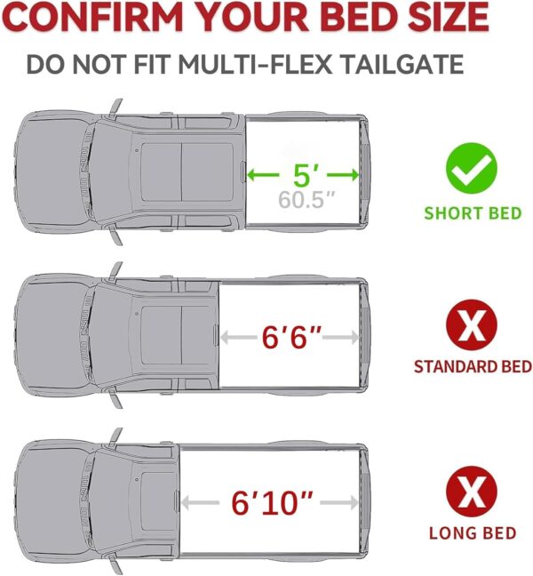 5FT Soft Roll-up Tonneau Cover Fit for 2016-2023 Tacoma 5'(60") Truck Bed Pickup - Image 2