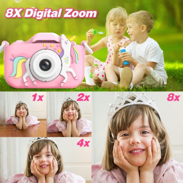 Goopow Kids Camera Toys for 3-8 Year Old Girls Boys,Children Digital Video Camcorder Camera with Cartoon Soft Silicone Cover, Best Chritmas Birthday Festival Gift for Kids - 32G SD Card Included - Image 7