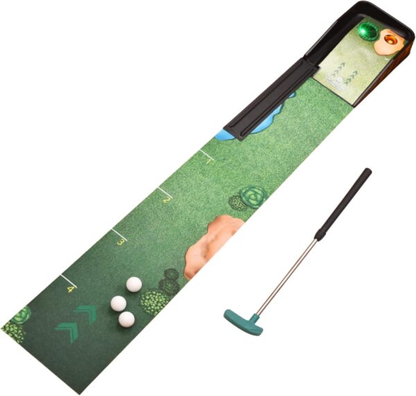 Kids Golf Set - Electronic Mini Golf Set including Kids Extendable Golf Club Toy Putter, 3 Plastic Golf Balls, 72” Interactive Putting Mat with Light-Up & Musical Scoring Holes, for Children Age 5+