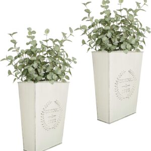 LESEN Set of 2 Farmhouse Metal Wall Planter,Rustic Wall Decor Country Hanging Wall Vase Box for Plants Flower Home Decoration