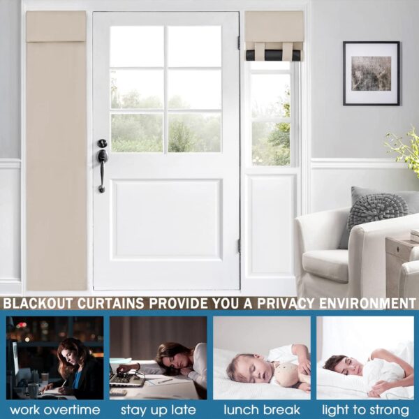 100% Blackout Side Door Curtains for Door Window, Room Darkening Solid Color Door Window Covering for Glass Door, Full Blackout Drapes for French Door (12W x 69L Inch,Darkgray,1 Panel) - Image 5