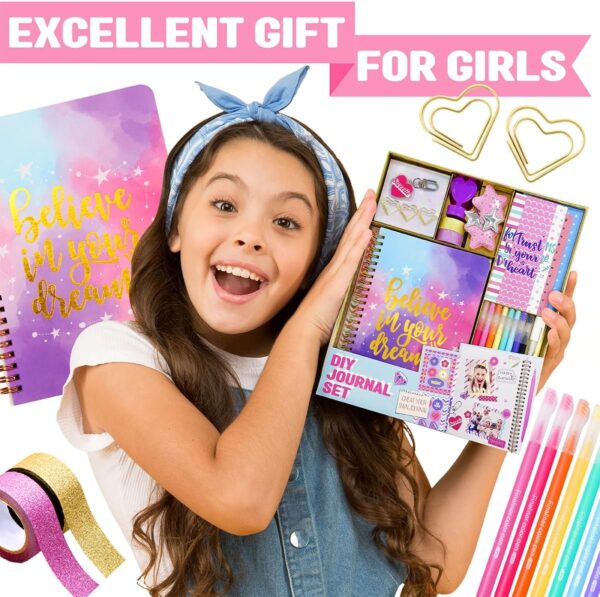 DIY Journal Kit for Girls - DIY Journal Set for Tween & Teen Girls, Stationery Set, Scrapbook & Diary Supplies Set, Journaling Art Crafts Kit, Ideal Gifts for 8 9 10 11 12 13 14 Year Old Girl - Image 2