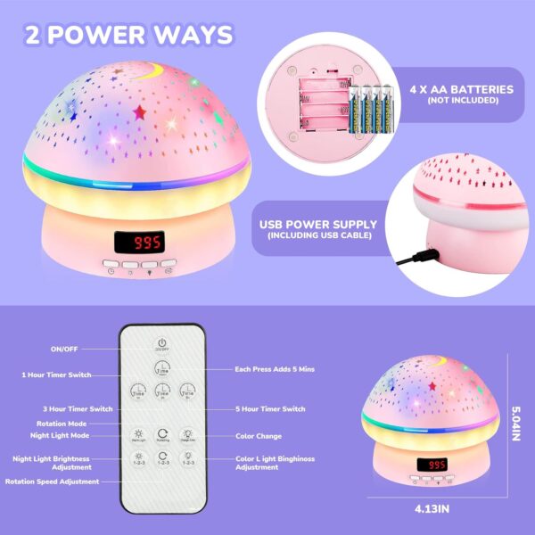 MINGKIDS Toys for 3-8 Year Old Girls Boys,Timer Rotation Star Night Light Projector Kids Twinkle Lights, 2-9 Year Olds Kids Chritsmas Birthday Gifts,Teen Toddler Stocking Stuffers for Kids - Image 7