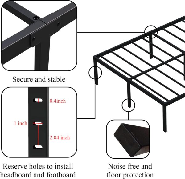 16 Inch Cal King Bed Frame with White Skirt Cover, Metal California King Bed Frames with Storage, No Box Spring Needed, Heavy Duty, Easy Assembly, Noise Free, Mattress Foundation - Image 7