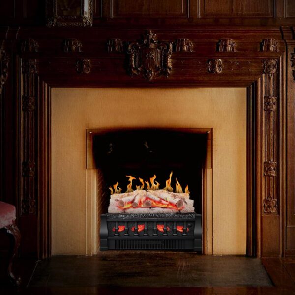 Electric Fireplace Log Set Heater, 21" Vintage Design Portable Freestanding Fireplace Log Heater,Realistic Flames,Overheated Protection,Realistic Ember Bed for Home and Office,750W/1500W - Image 7