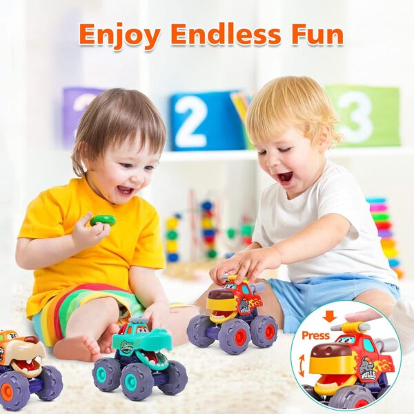 Toy Cars for 1 Year Old Boy Gifts Monster Trucks Boys Toys for 1 2 3 Year Old Boys Girls Kids Toddler Car Toy Trucks Baby Boy Toys 12-18 Months Pull Back Cars for Toddlers 1-3 Birthday Xmas Gift - Image 3