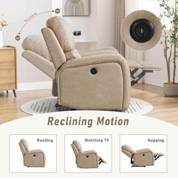 Electric Recliner Chair, Soft PU Leather Power Recliners with Padded Backrest, Single Overstuffed Heavy Duty Reclining Sofa for Living Room Bedroom - Image 6