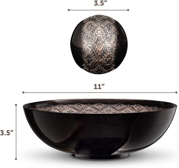 Home Decor Decorative Bowl with Orbs Set - Centerpiece Table Decorations - Coffee Table Decor - Home Decorations for Living Room Decor, Table Centerpieces for Dining Room Table (Dublin Brown) - Image 3