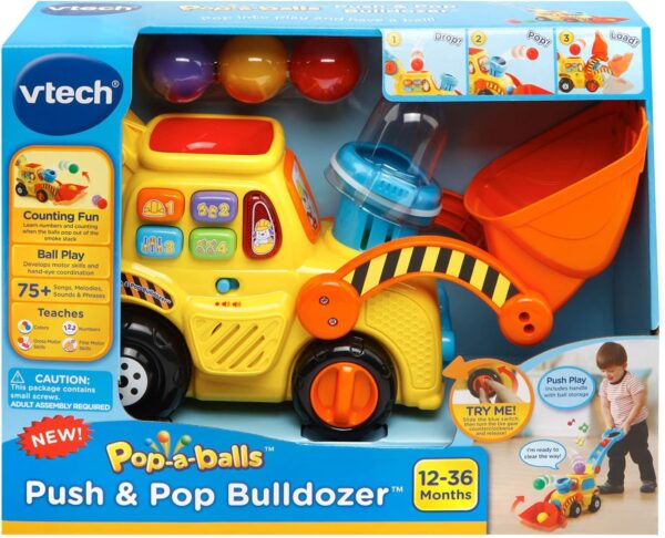 VTech Pop-a-Balls Push & Pop Bulldozer,Yellow - Image 7