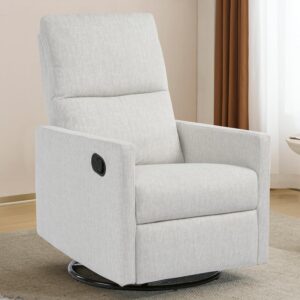 Swivel Rocking Recliner Chair for Adults, Rocker Nursery Glider Chair for Living Room, Upholstered Fabric Reclining Single Sofa Chair(Beige)