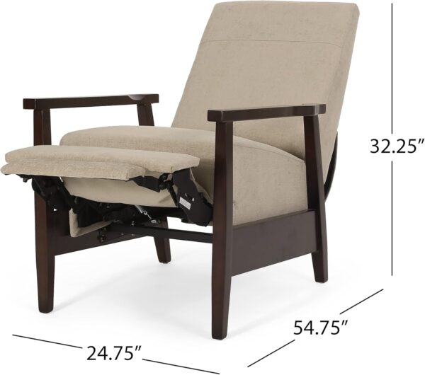 Merax Wide Wood Hand Manual Club Recliner, Adjustable Chaise Chair Fabric Single Lie Sofa for Living Room, Bedroom, Office, Lounges, 35" D x 24.75" W x 37.75" H, Sand - Image 4