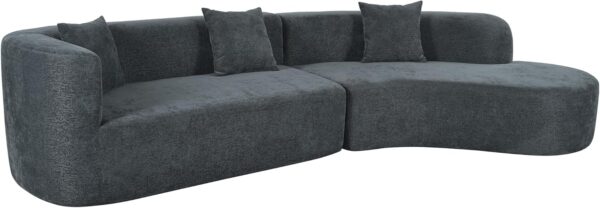 Merax Modern Minimalist Large 2-Piece Sectional Curved Chenille Sofa with 3 Pillows and High-Density Foam for Luxurious Comfort and Seamless, for Living Room, Bedroom, Grey - Image 5