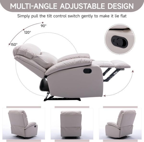 Manual Recliner Chairs for Adults, Lazy Boy Recliner Chair with Tech Cloth, Small Recliner Chair for Small Space, RV, Light Grey - Image 3