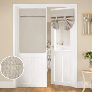 HOMEIDEAS Natural Linen French Door Curtains, Privacy Door Window Curtains Panel, French Door Shade for Door Window, Thermal Insulated Door Window Covering for Bedroom, W26 x L40 Inch, 1 Panel